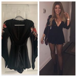 Bell Sleeve Floral Detail Romper